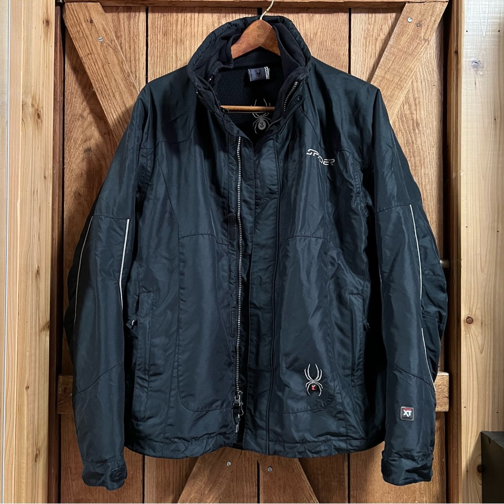 🕷️SPYDER XSCAP Men's Size M Full Zip Ski Snowboard Black Jacket Shell & Fleece